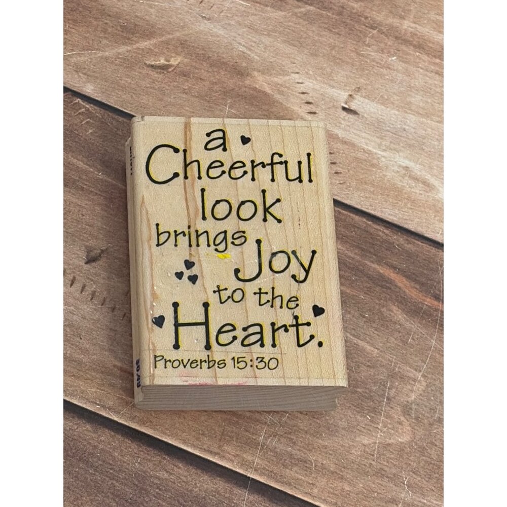 2000 STAMPABILITIES GR1011 PROVERBS 15:30 WOOD MOUNTED RUBBER STAMP JOY